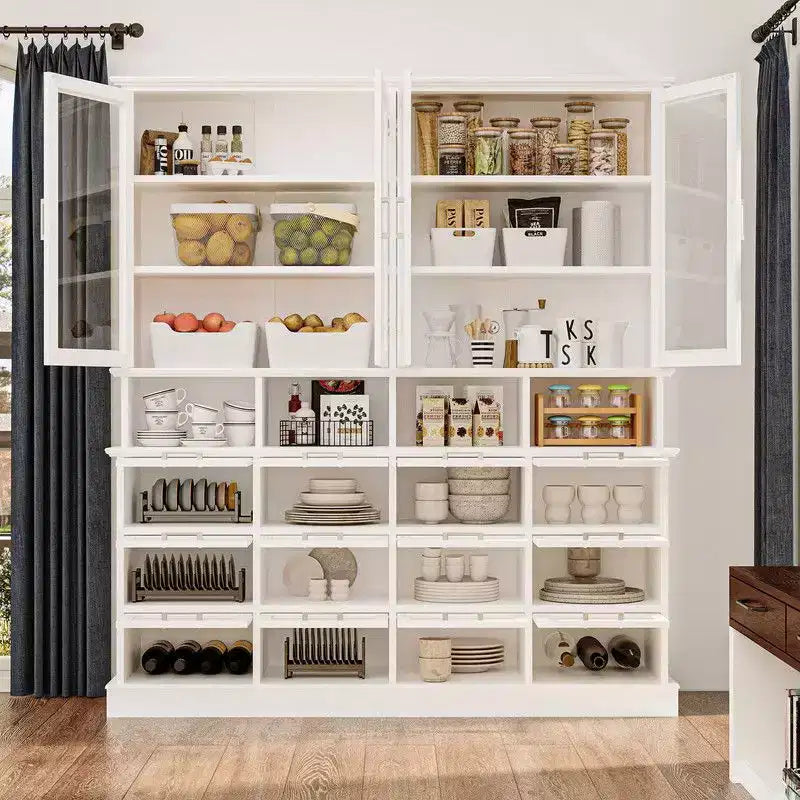 Meuble de cuisine multifonctionnel et garde-manger ; armoire de rangement alimentaire grande capacité