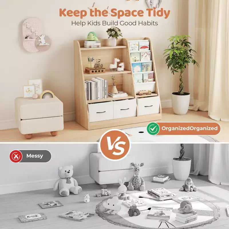 Étagère à livres pour enfants ; Meuble de rangement pour jouets ; Organisateur de jouets pour enfants