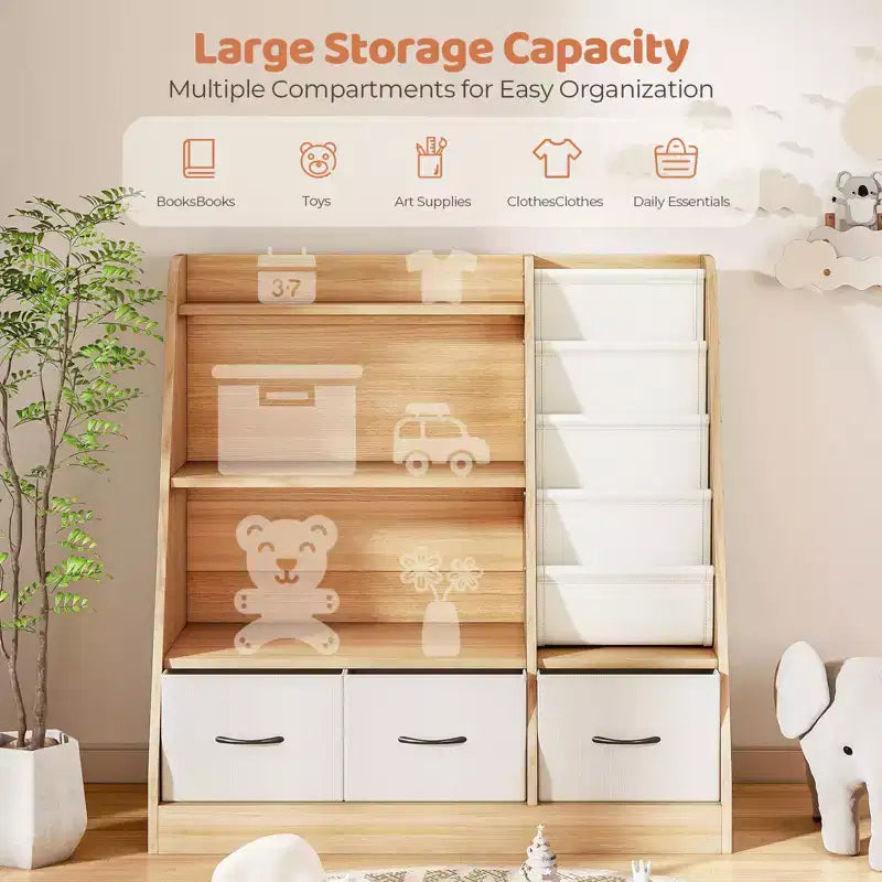 Étagère à livres pour enfants ; Meuble de rangement pour jouets ; Organisateur de jouets pour enfants