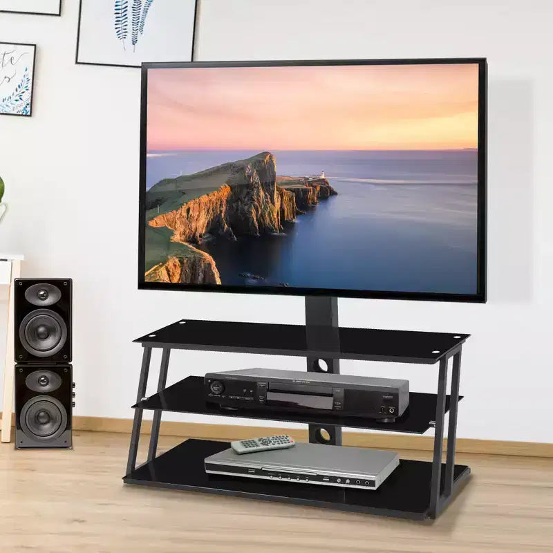 Meuble TV multifonction noir réglable en hauteur et en angle