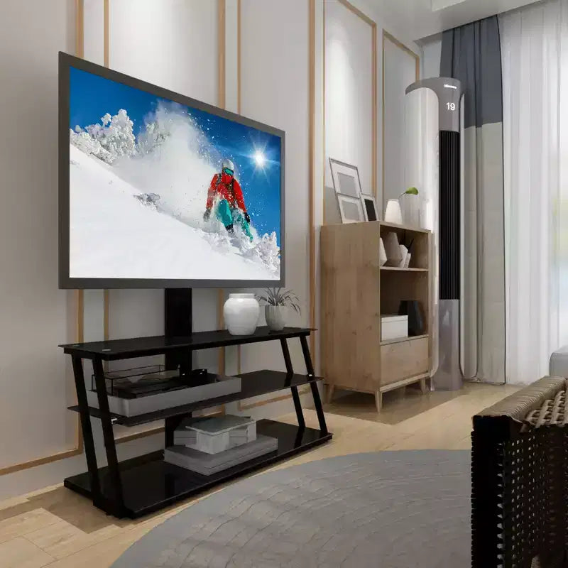 Meuble TV multifonction noir réglable en hauteur et en angle