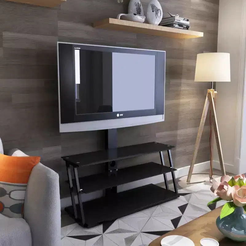 Meuble TV multifonction noir réglable en hauteur et en angle