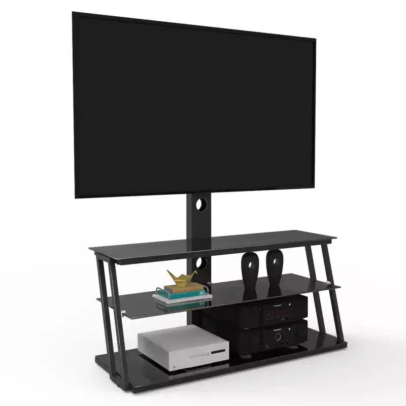 Meuble TV multifonction noir réglable en hauteur et en angle