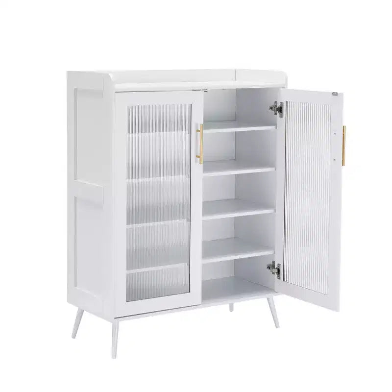 COZONY Shoe Storage Cabinet with Glass Doors; 5-Tier Shoe Cabinet with Sturdy Legs; Entryway Shoe Rack Organizer Cabinet