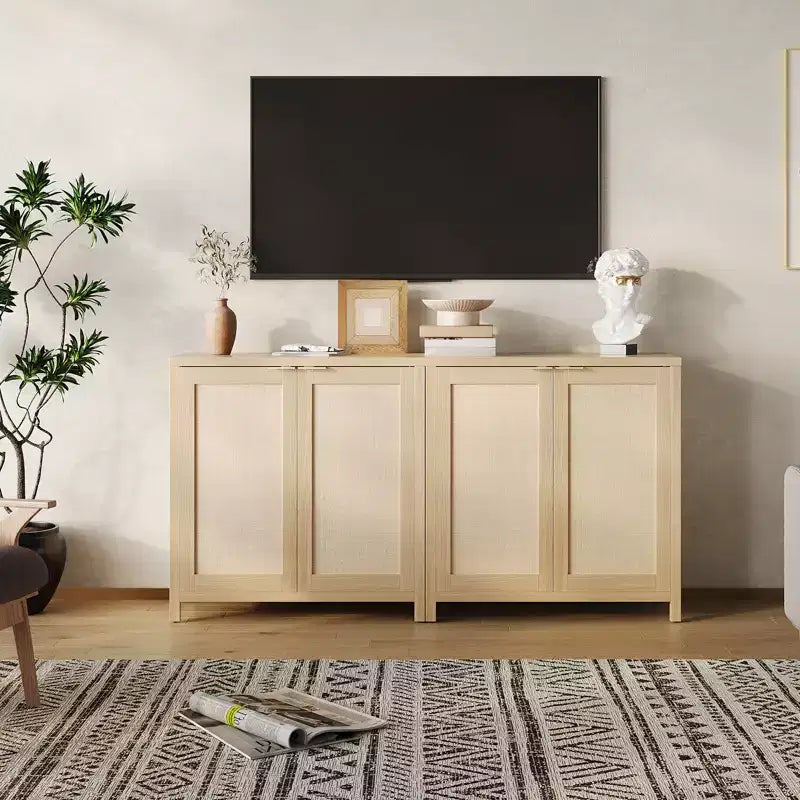Bahut en rotin, buffet, console de rangement autonome