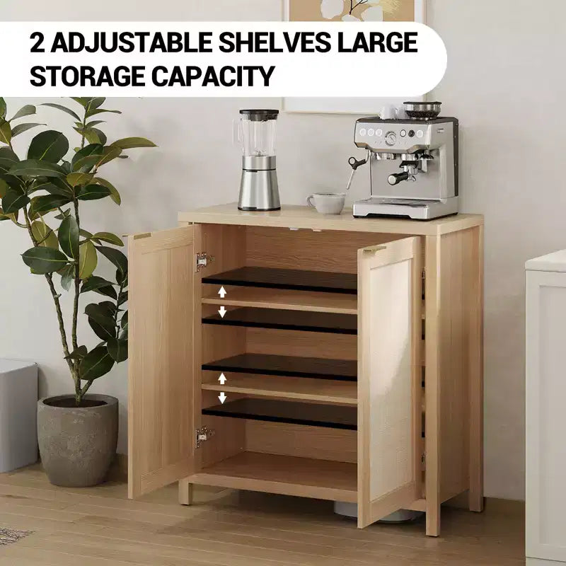 Bahut en rotin, buffet, console de rangement autonome