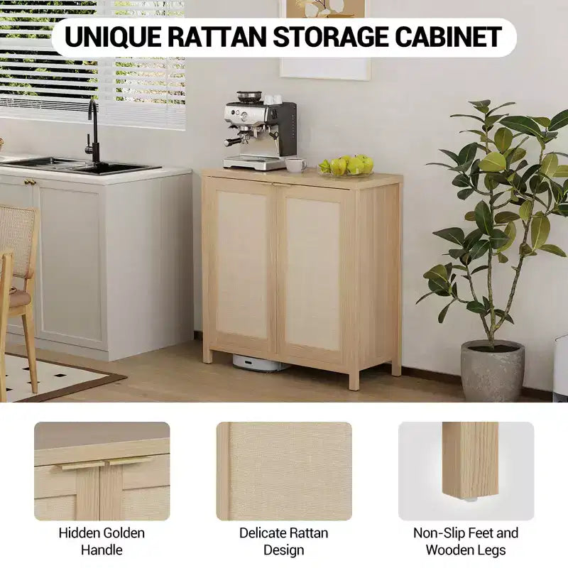 Bahut en rotin, buffet, console de rangement autonome