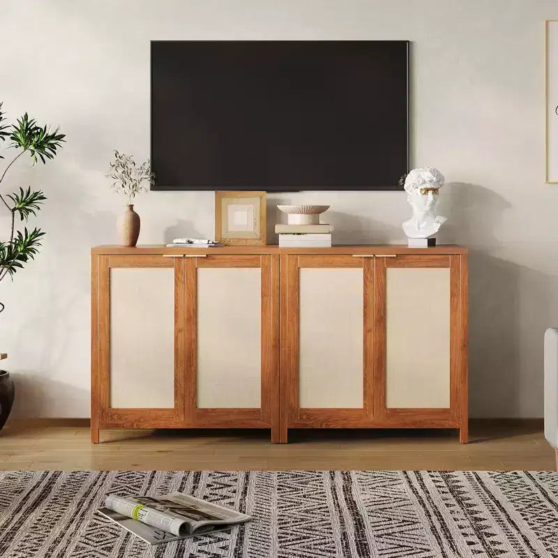 Bahut en rotin, buffet, console de rangement autonome