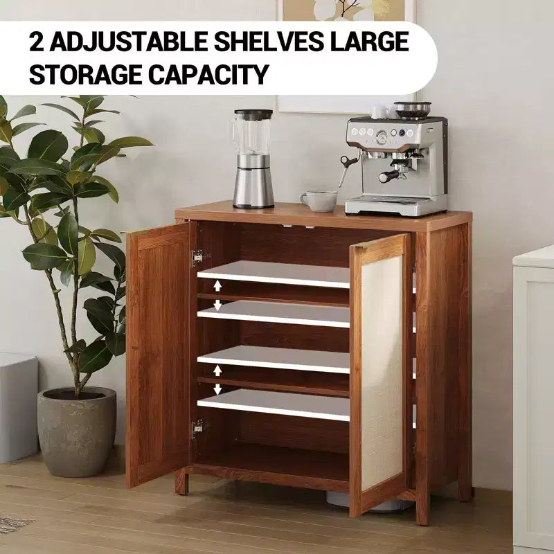 Bahut en rotin, buffet, console de rangement autonome