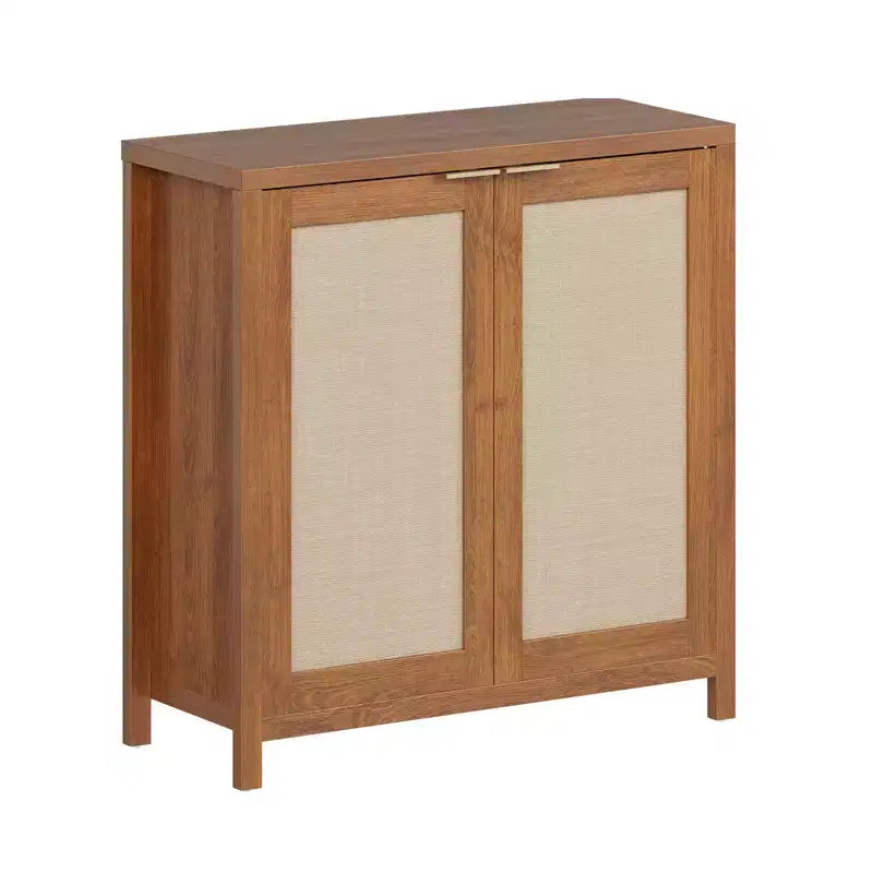 COZONY 34 Rattan Sideboard Buffet Cabinet w/Adjustable Shelves; Freestanding Storage Console Table for Dining Room; Kitchen; Hallway; Boho Decor