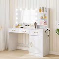 Acekool Makeup Vanity Desk with Mirror; Charging Station; 3 Drawers; Cabinet & Open Shelves; Dressing Table for Bedroom; White