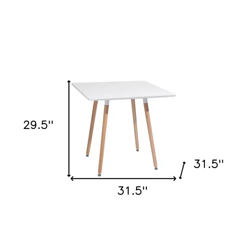 Table à manger carrée en bois massif, bois clair et blanc