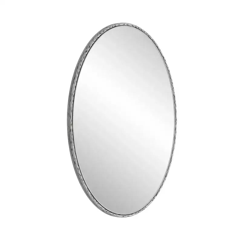 Miroir de salle de bain ovale vintage avec cadre en métal ; Miroir mural à effet vieilli
