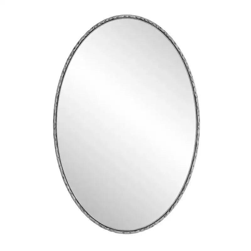 Miroir de salle de bain ovale vintage avec cadre en métal ; Miroir mural à effet vieilli