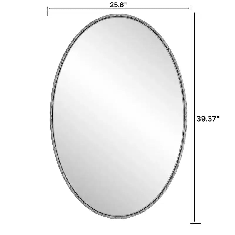 Miroir de salle de bain ovale vintage avec cadre en métal ; Miroir mural à effet vieilli