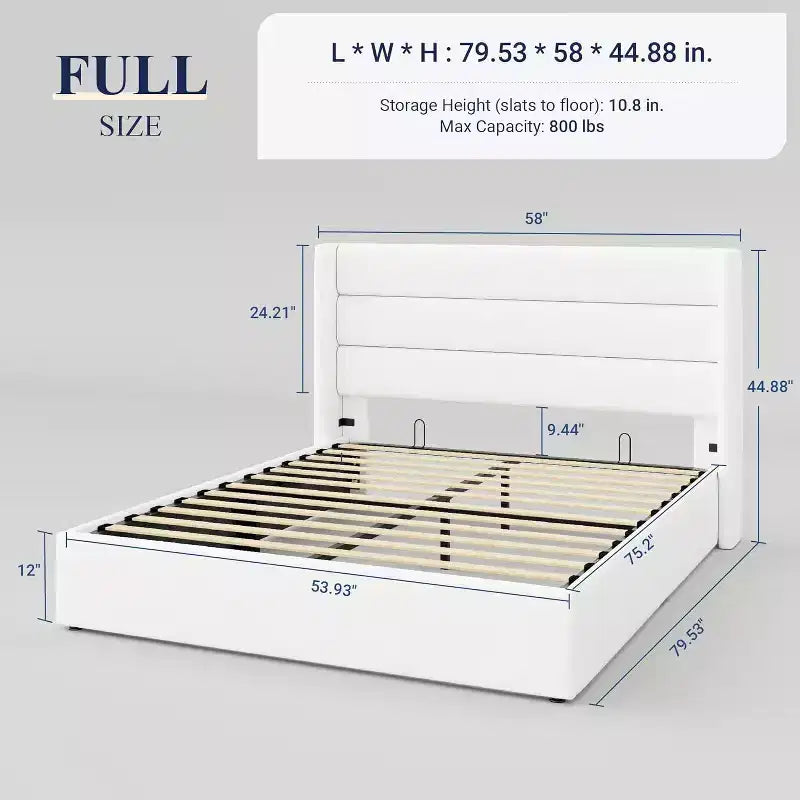 Lit capitonné en velours avec rangement relevable ; Cadre de lit plateforme à tête d'aile