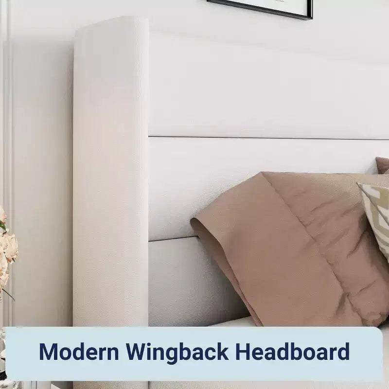 Lit capitonné en velours avec rangement relevable ; Cadre de lit plateforme à tête d'aile