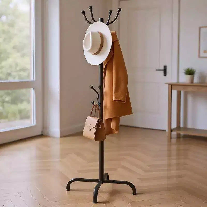 A coat rack with 14 hooks; used as an independent hanger for entrances; corridors; bedrooms; and offices; with a maximum load capacity of 11LBS