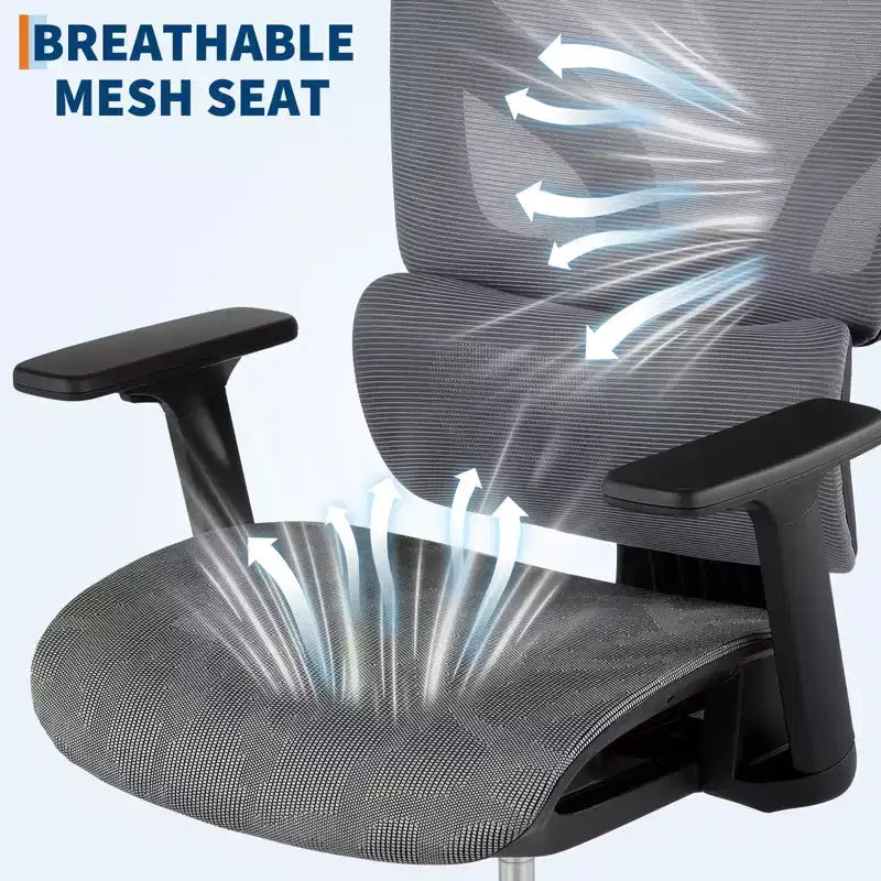 Chaise de bureau avec dossier en maille respirante; Support lombaire élevé