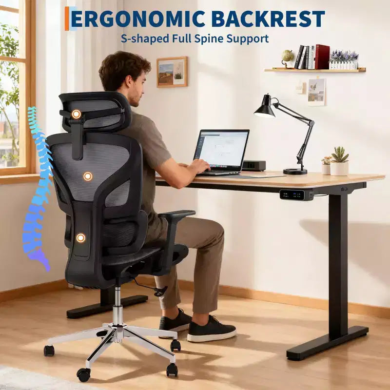 Chaise de bureau avec dossier en maille respirante; Support lombaire élevé