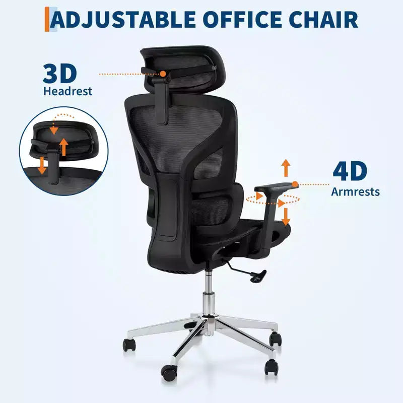 Chaise de bureau avec dossier en maille respirante; Support lombaire élevé