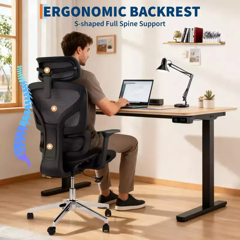 Chaise de bureau avec dossier en maille respirante; Support lombaire élevé