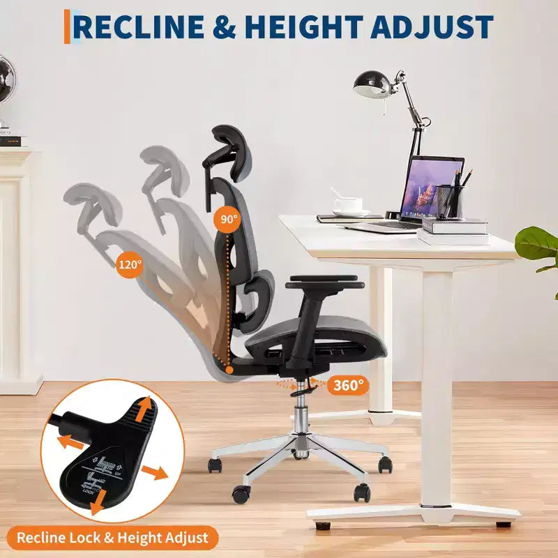 Chaise de bureau avec dossier en maille respirante; Support lombaire élevé