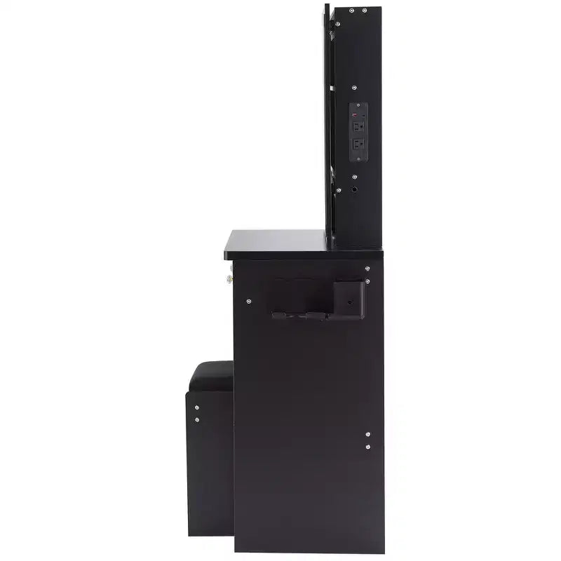 Coiffeuse contemporaine avec tabouret rembourré ; Miroir coulissant à LED