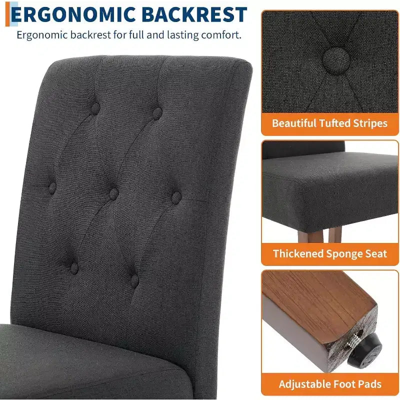 Chaises de salle à manger capitonnées, chaise de cuisine avec dossier capitonné en tissu moderne, chaise d'appoint
