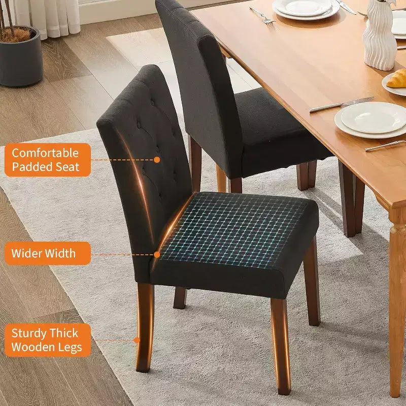 Chaises de salle à manger capitonnées, chaise de cuisine avec dossier capitonné en tissu moderne, chaise d'appoint