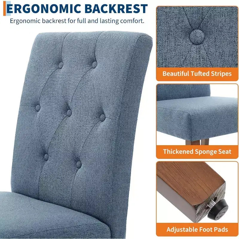 Chaises de salle à manger capitonnées, chaise de cuisine avec dossier capitonné en tissu moderne, chaise d'appoint