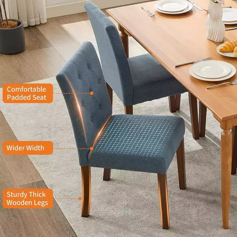 Chaises de salle à manger capitonnées, chaise de cuisine avec dossier capitonné en tissu moderne, chaise d'appoint