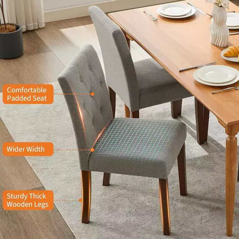 Chaises de salle à manger capitonnées, chaise de cuisine avec dossier capitonné en tissu moderne, chaise d'appoint