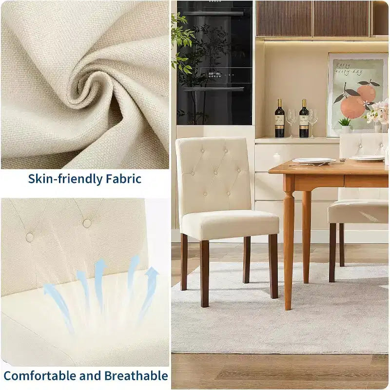 Chaises de salle à manger capitonnées, chaise de cuisine avec dossier capitonné en tissu moderne, chaise d'appoint