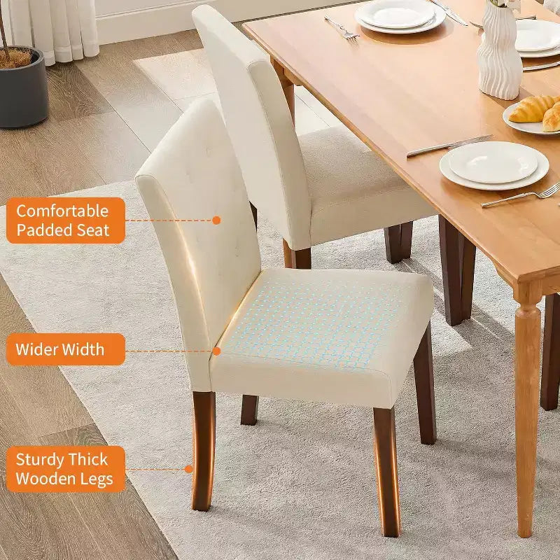 Chaises de salle à manger capitonnées, chaise de cuisine avec dossier capitonné en tissu moderne, chaise d'appoint
