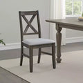 Royal Hampton Dining Chair Set of 2; X Farmhouse Back; Padded Gray and Beige