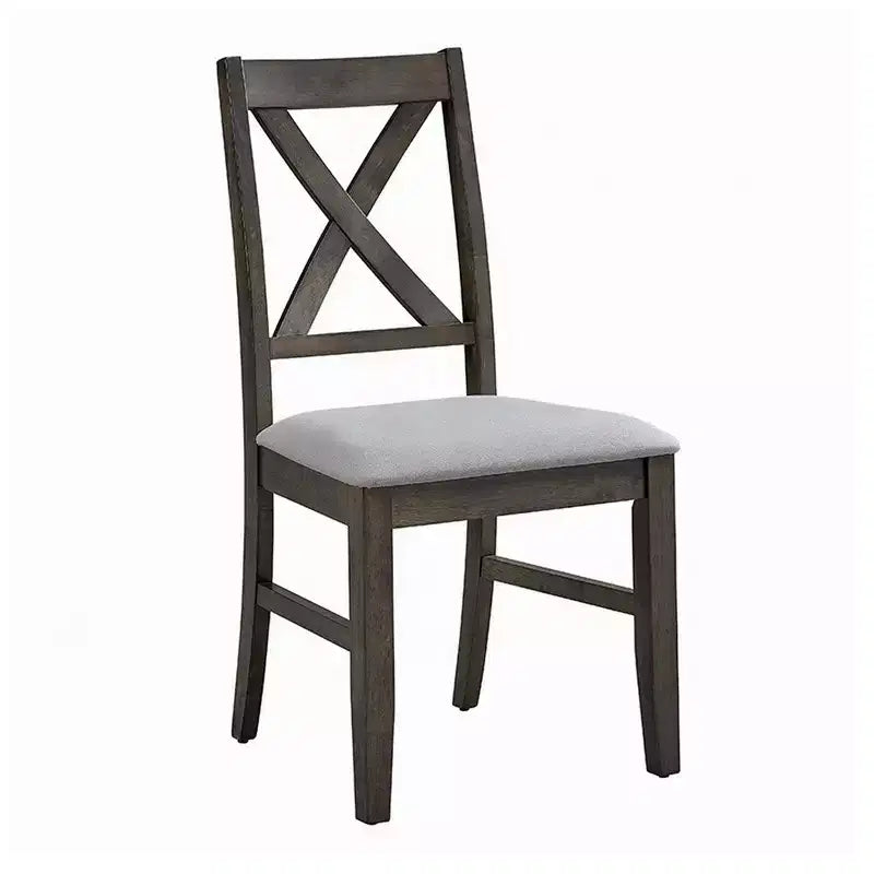 Chaise de salle à manger X, dossier style ferme ; Rembourrée grise et beige