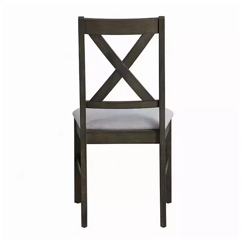 Chaise de salle à manger X, dossier style ferme ; Rembourrée grise et beige