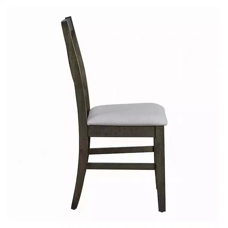 Chaise de salle à manger X, dossier style ferme ; Rembourrée grise et beige