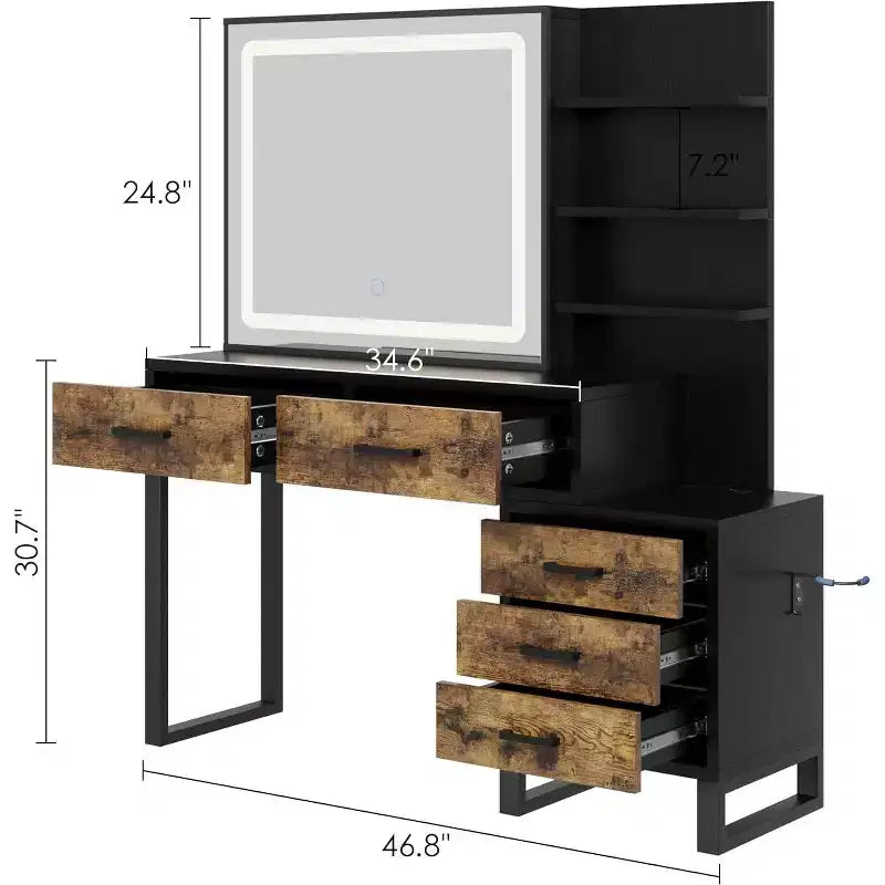 Coiffeuse avec miroir LED ; Coiffeuse avec tiroirs