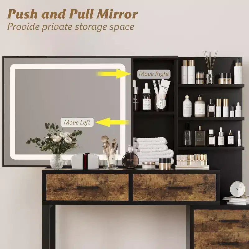 Coiffeuse avec miroir LED ; Coiffeuse avec tiroirs