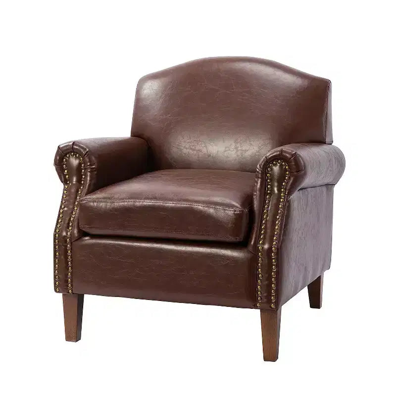 Fauteuil en cuir végane transitoire avec clous décoratifs
