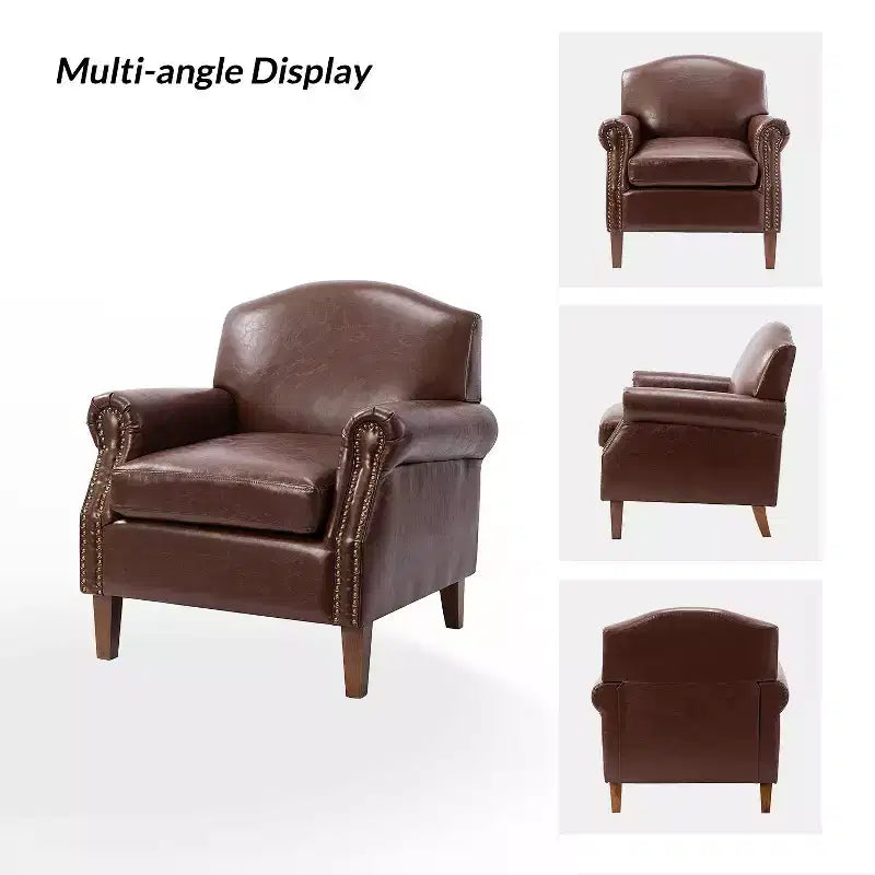 Fauteuil en cuir végane transitoire avec clous décoratifs