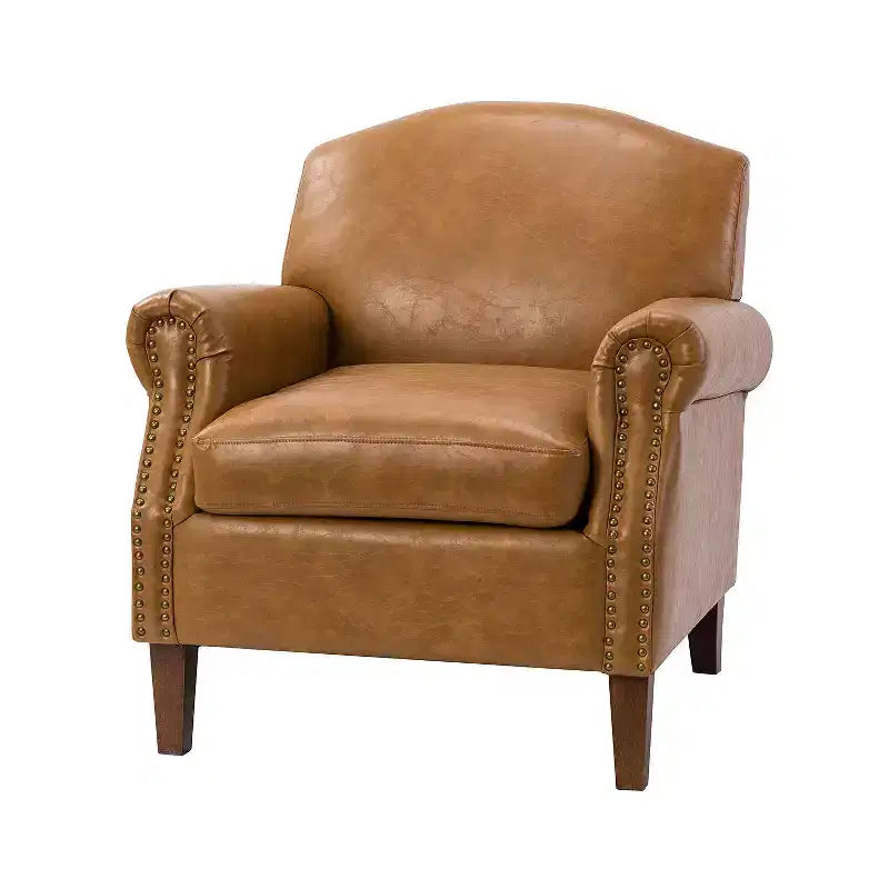 Fauteuil en cuir végane transitoire avec clous décoratifs