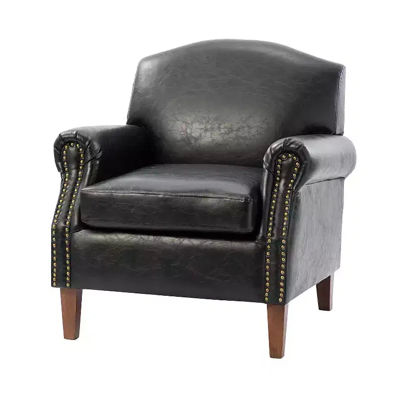 Fauteuil en cuir végane transitoire avec clous décoratifs