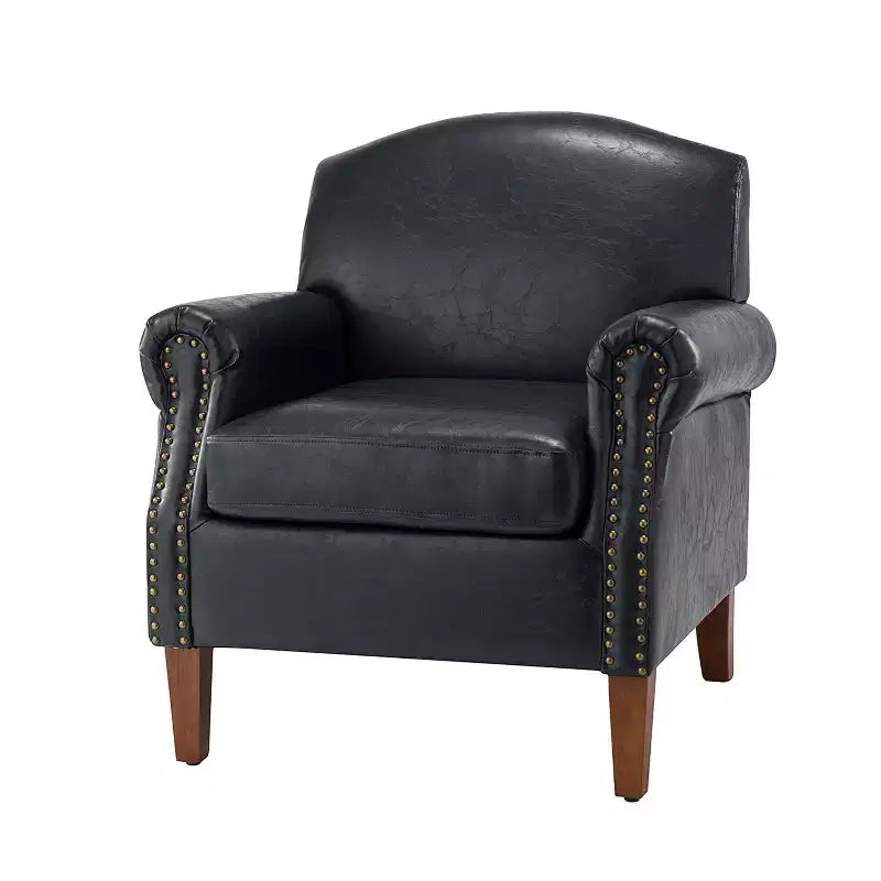 Fauteuil en cuir végane transitoire avec clous décoratifs