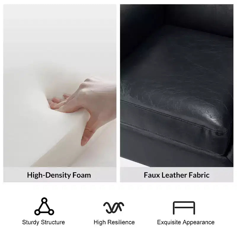 Fauteuil en cuir végane transitoire avec clous décoratifs
