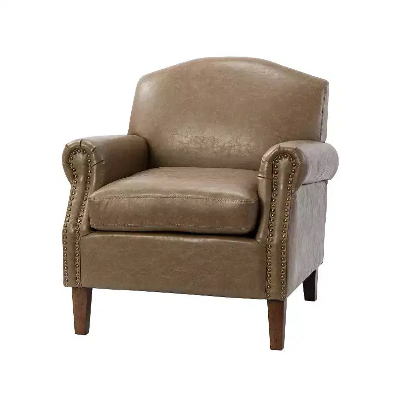 Fauteuil en cuir végane transitoire avec clous décoratifs