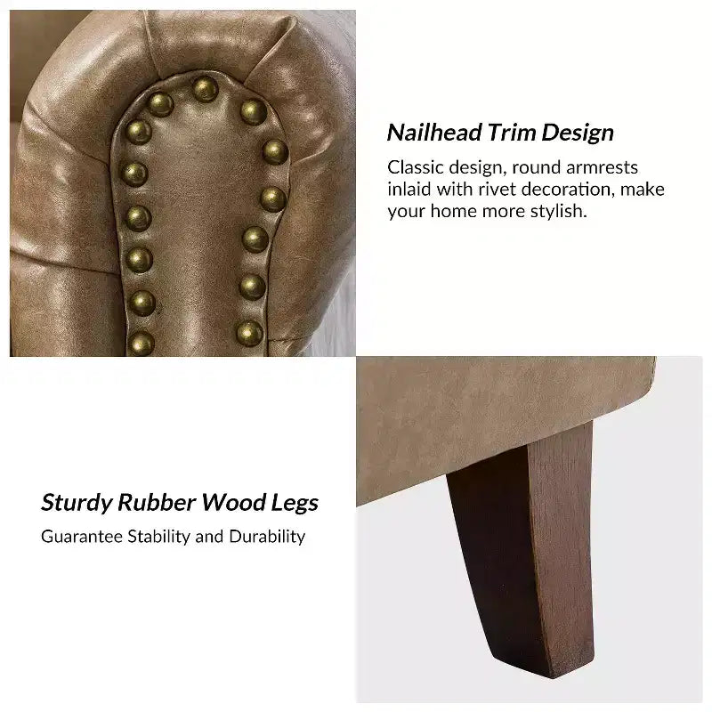 Fauteuil en cuir végane transitoire avec clous décoratifs