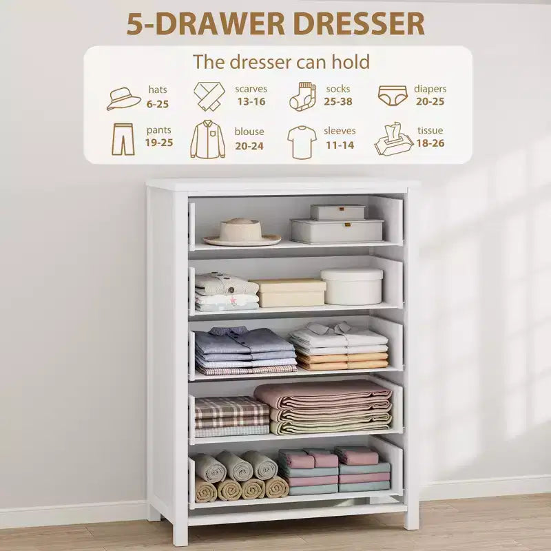 Commode de chambre à 4/5 tiroirs, Grand meuble de rangement pour vêtements